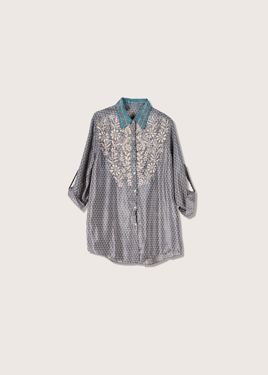 Cristal satin shirt BLUE POLVERE Woman , image number 4