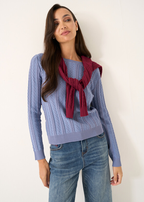 Maglia Mabel a girocollo CELESTE POLVERE Donna null