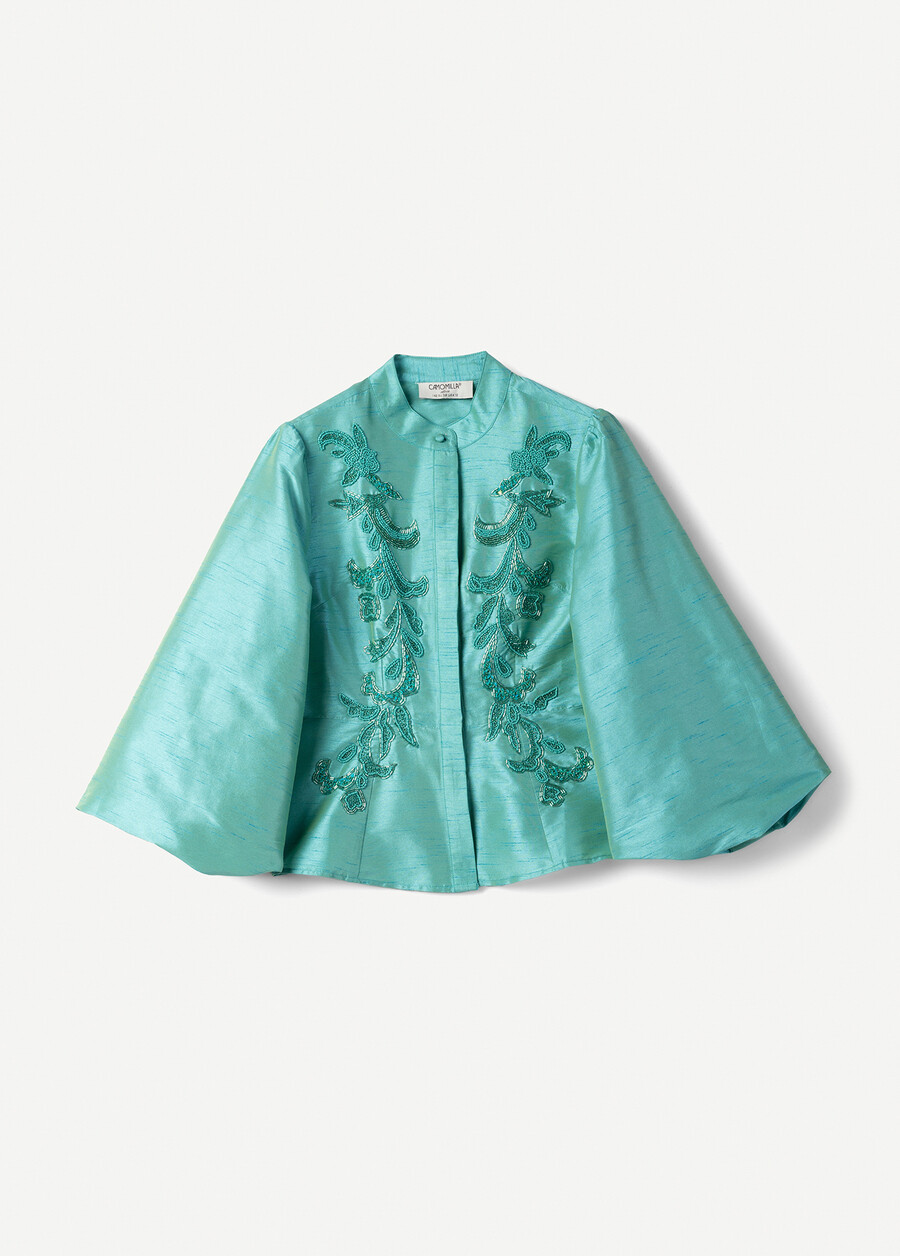 Clouds poly shantung shirt BLUE TURCHESE Woman , image number 5