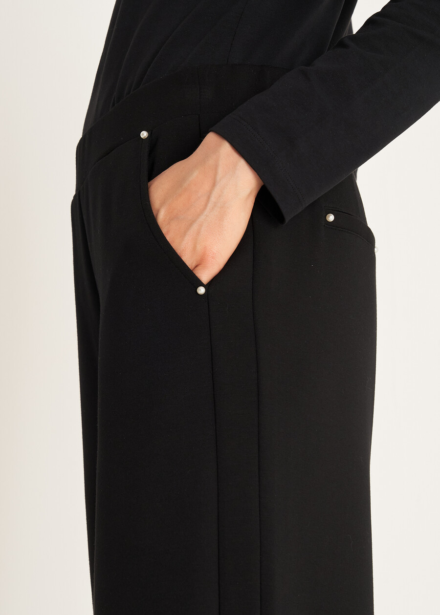 Pantaloni Pablo in maglia con perle NERO BLACK Donna , immagine n. 3