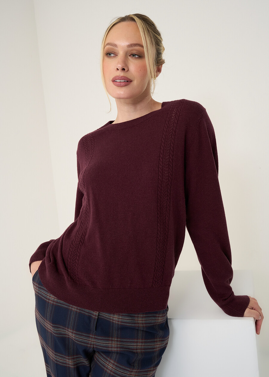 Maglia Marty treccia Laboratorio ROSSO BORDEAUXVERDE Donna , immagine n. 1