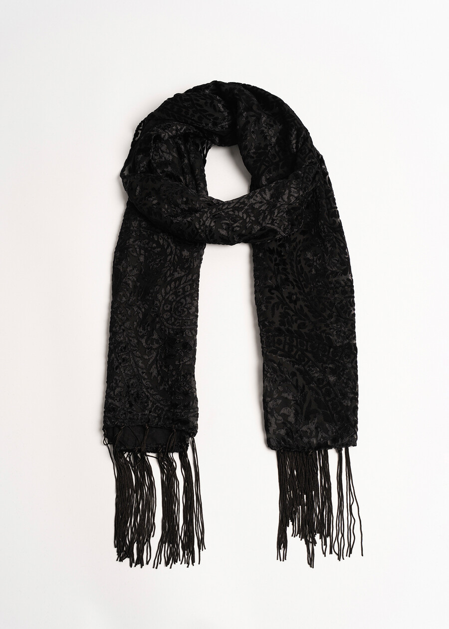 Shana semi-sheer devoré scarf NERO BLACKVIOLA VINACCIA Woman , image number 2