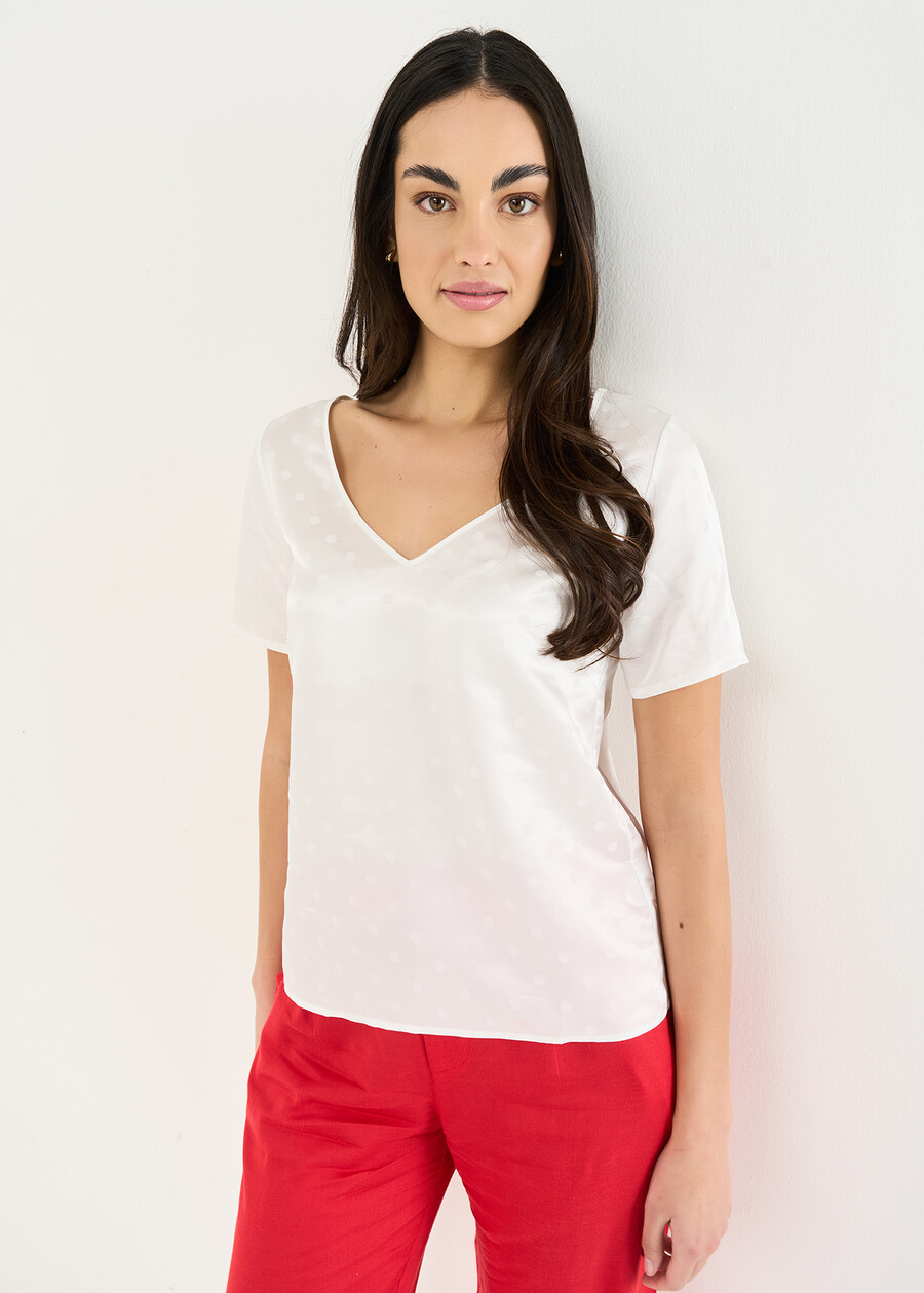 Birky jacquard blouse BEIGEBIANCO WHITE Woman , image number 1