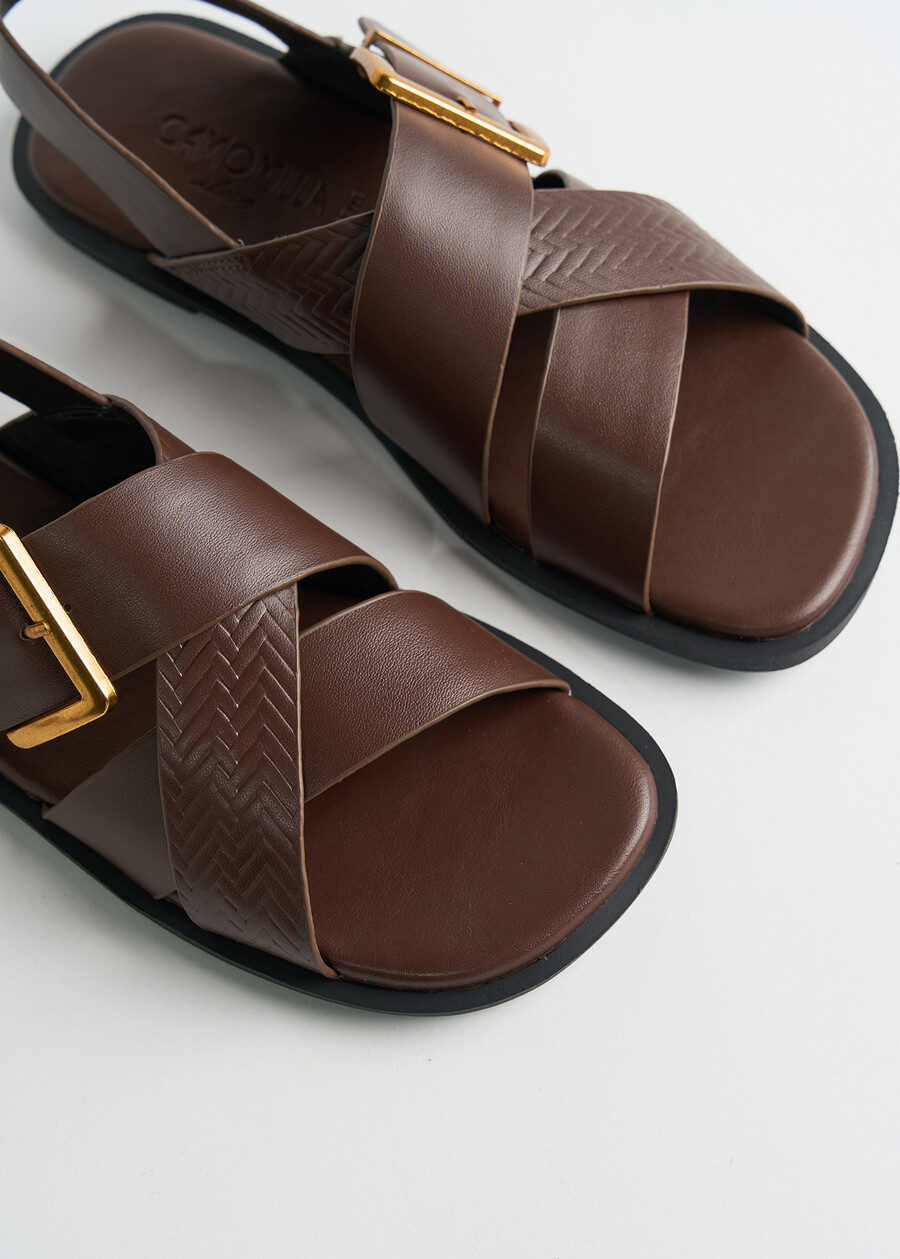 Siria genuine leather sandal MARRONE Woman , image number 3