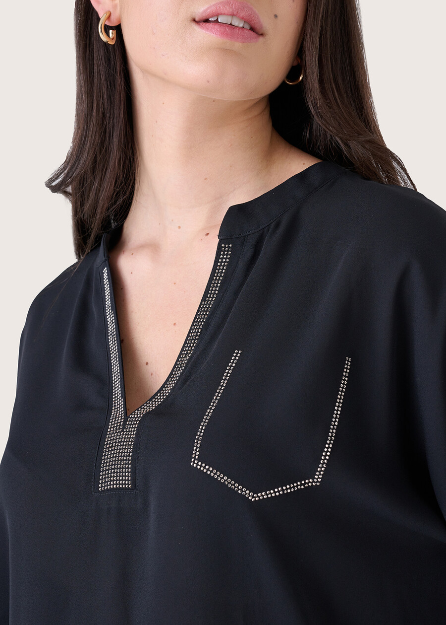 Balto double fabric blouse NERO BLACK Woman , image number 2