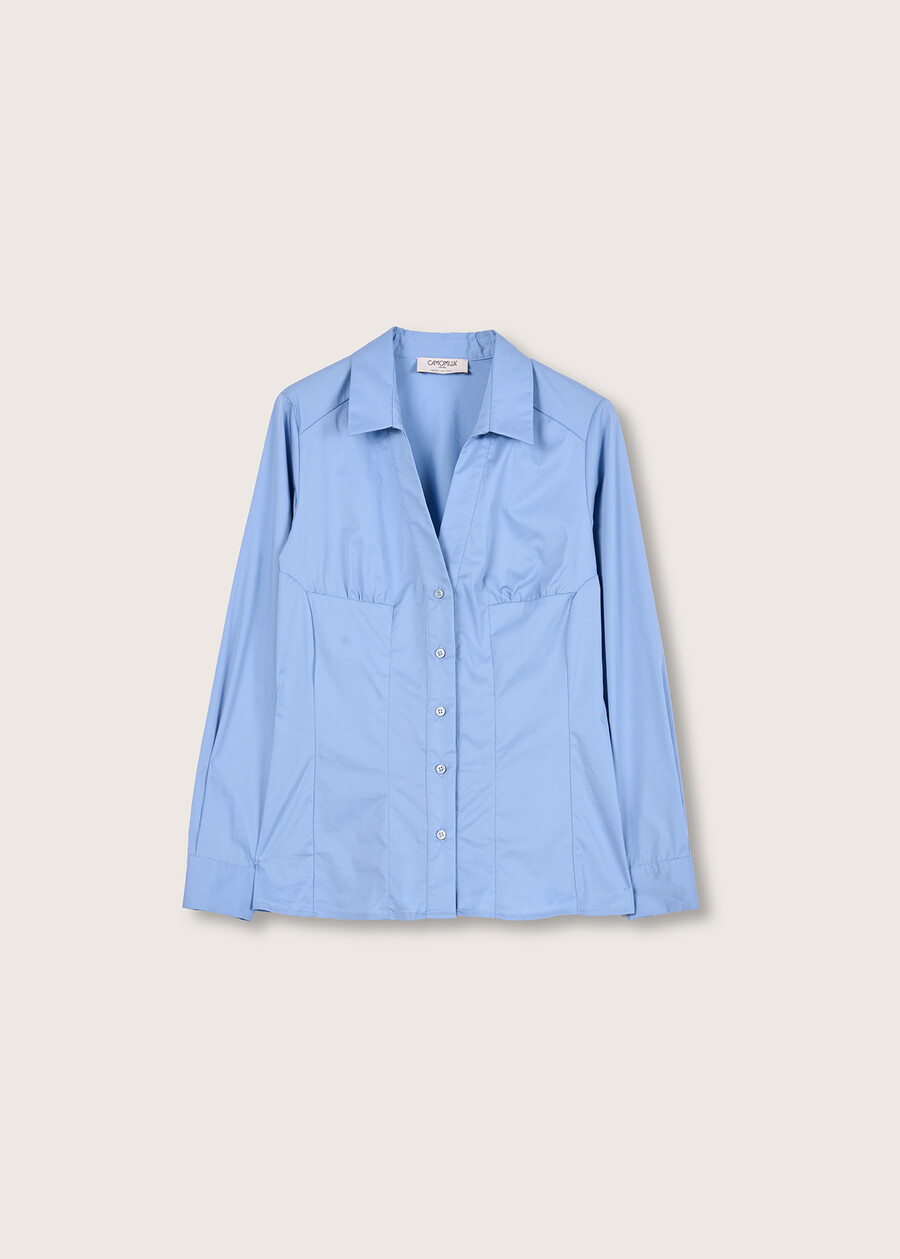 Camicia Carlett in cotone BIANCO WHITEBLU CELESTE Donna , immagine n. 4