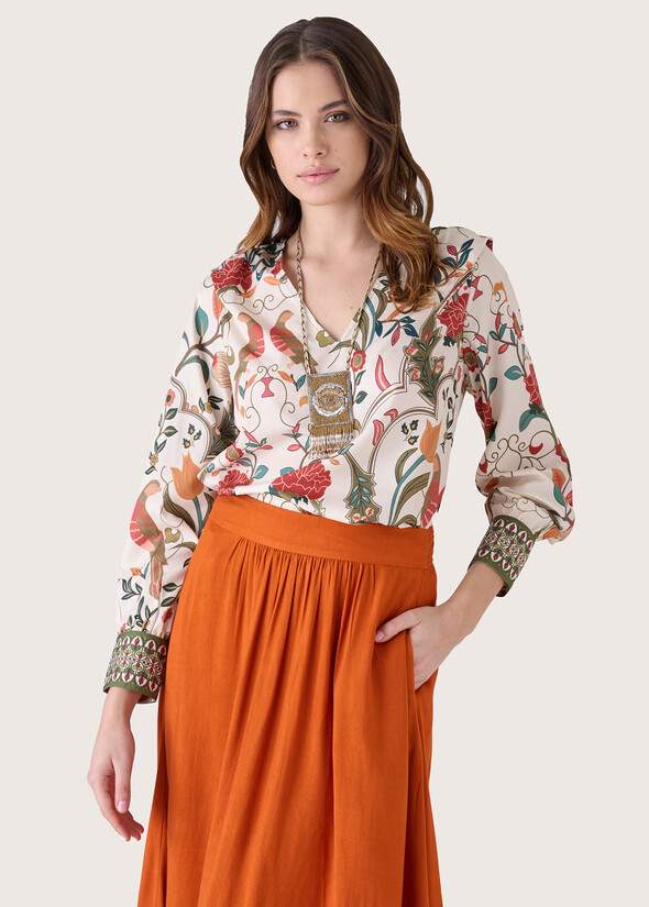 Cable patterned blouse BIANCO ORCHIDEA Woman null