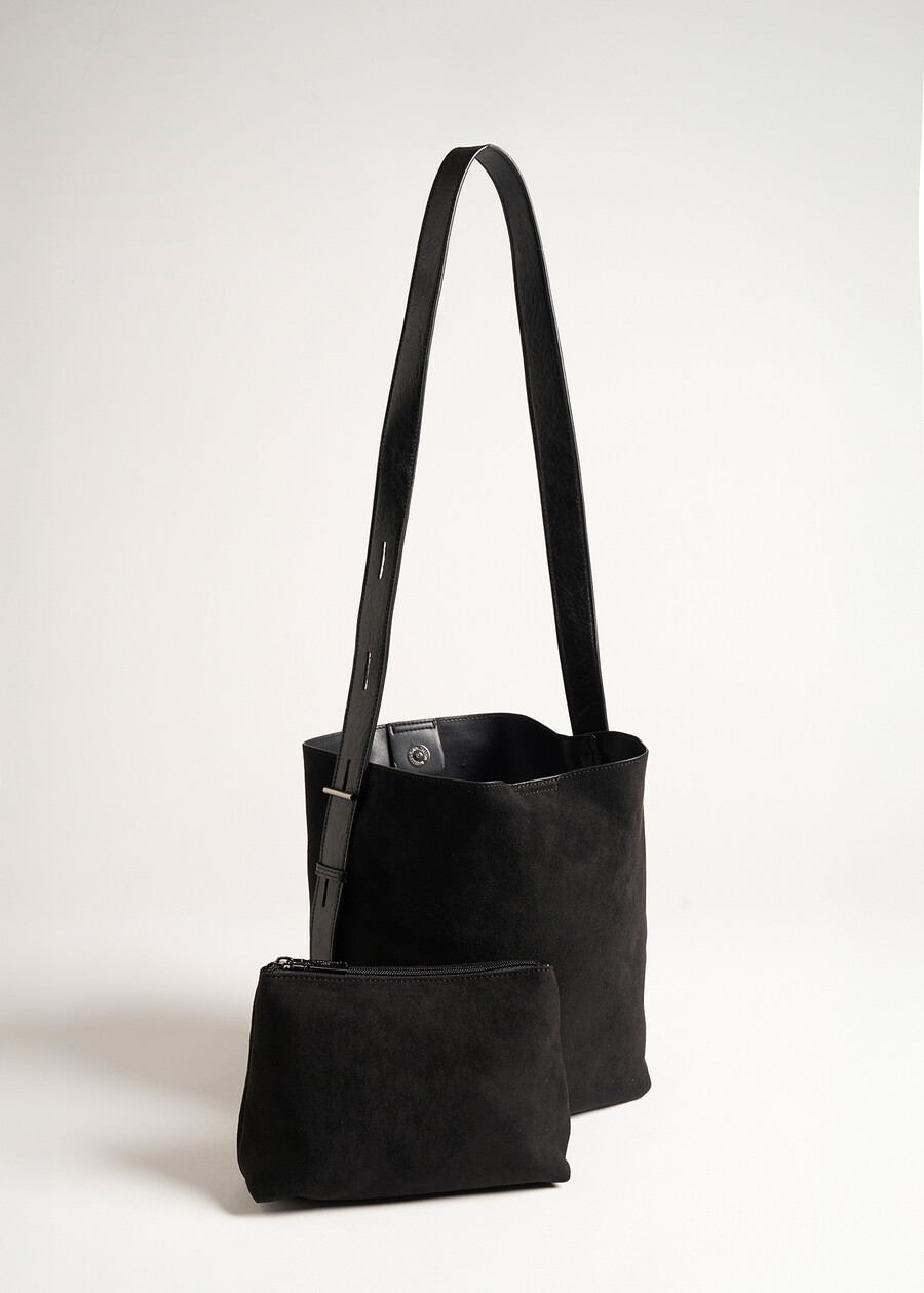 Brooke-A faux suede bucket bag NERO BLACK Woman , image number 3