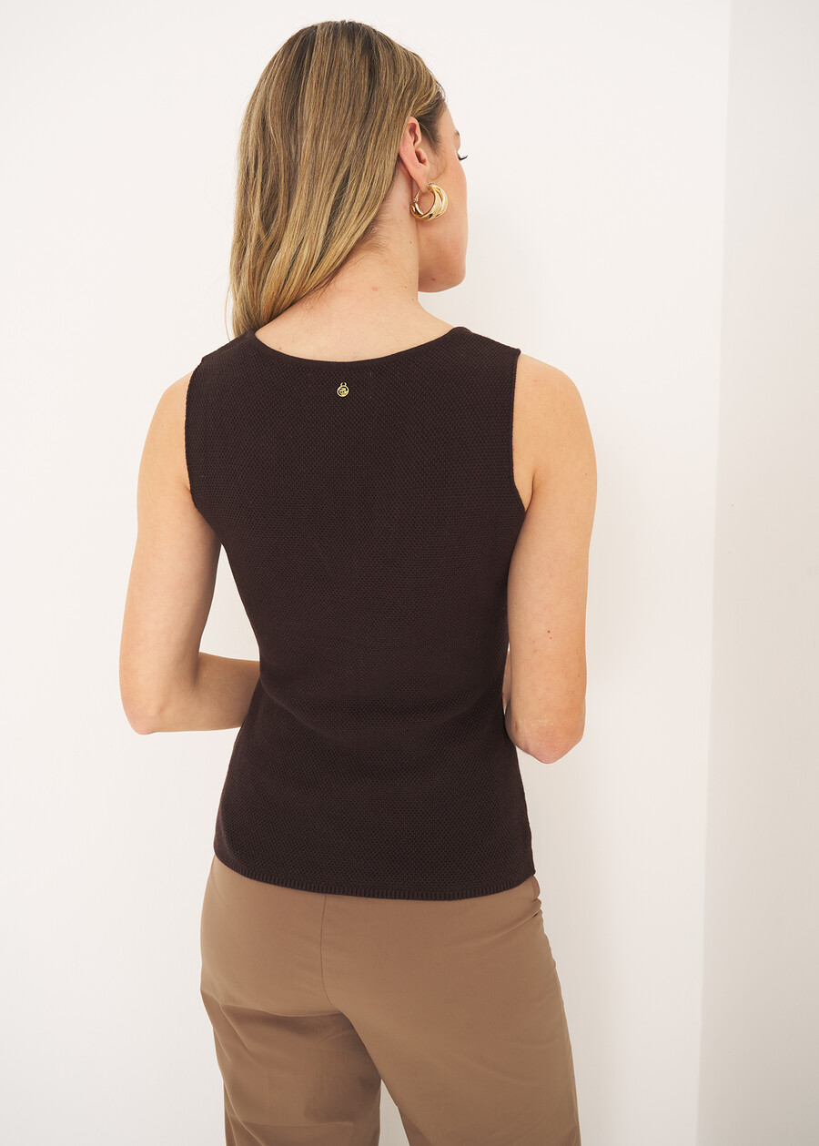 Top Trevis in punto riso MARRONE CAFFEGRIGIO PERLA Donna , immagine n. 3