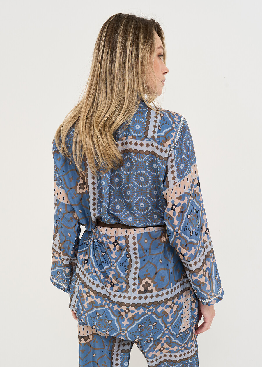 Blusa Bly stampata con ricami BLU AVIONBEIGE Donna , immagine n. 3