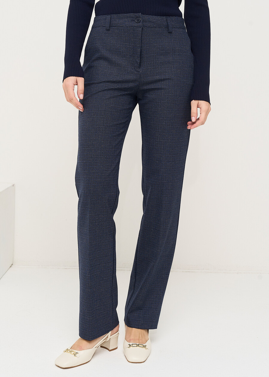 Pantaloni Clair fantasia check BLU BLUE Donna , immagine n. 2