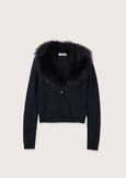 Clio cardigan with eco-fur neck NERO BLACK Woman image number 1