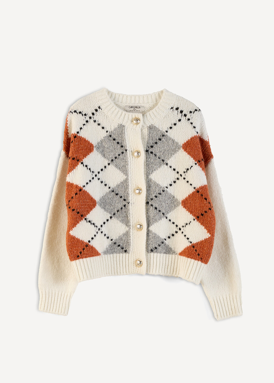 Cand argyle cardigan with gold buttons WINROBEIGE LATTE Woman , image number 6