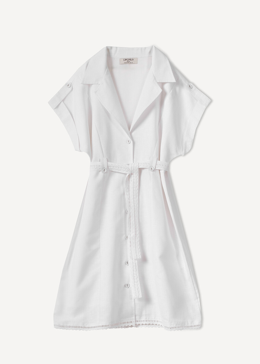 Artic short shirt dress with lace BIANCO WHITE Woman , image number 5