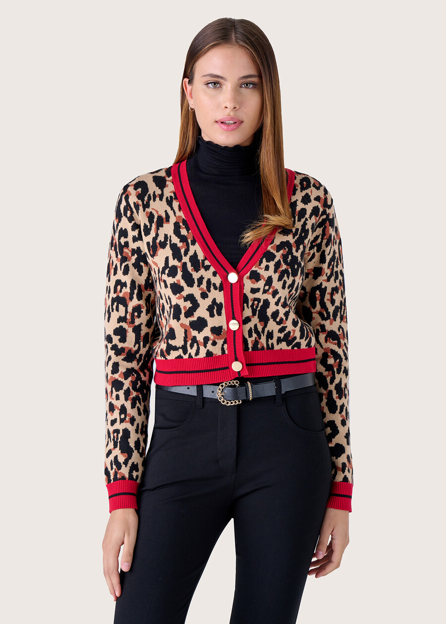 Cardigan Camoo fantasia animalier BEIGE CAMMELLO Donna , immagine n. 2