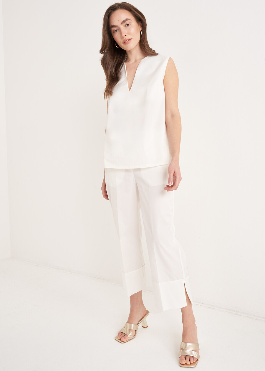 Top Tara In Cotone BIANCO WHITENERO BLACK Donna , immagine n. 4