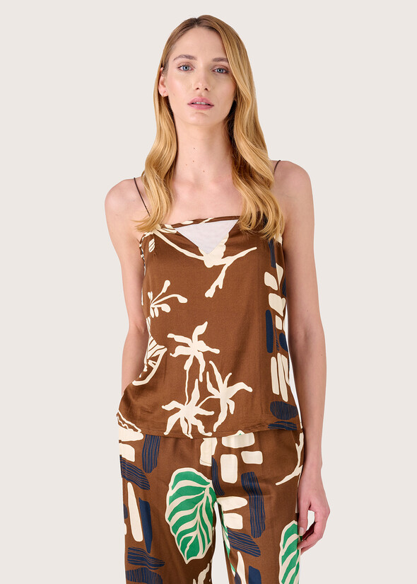 Top Tod con stampa giapponese MARRONE CACAO Donna null