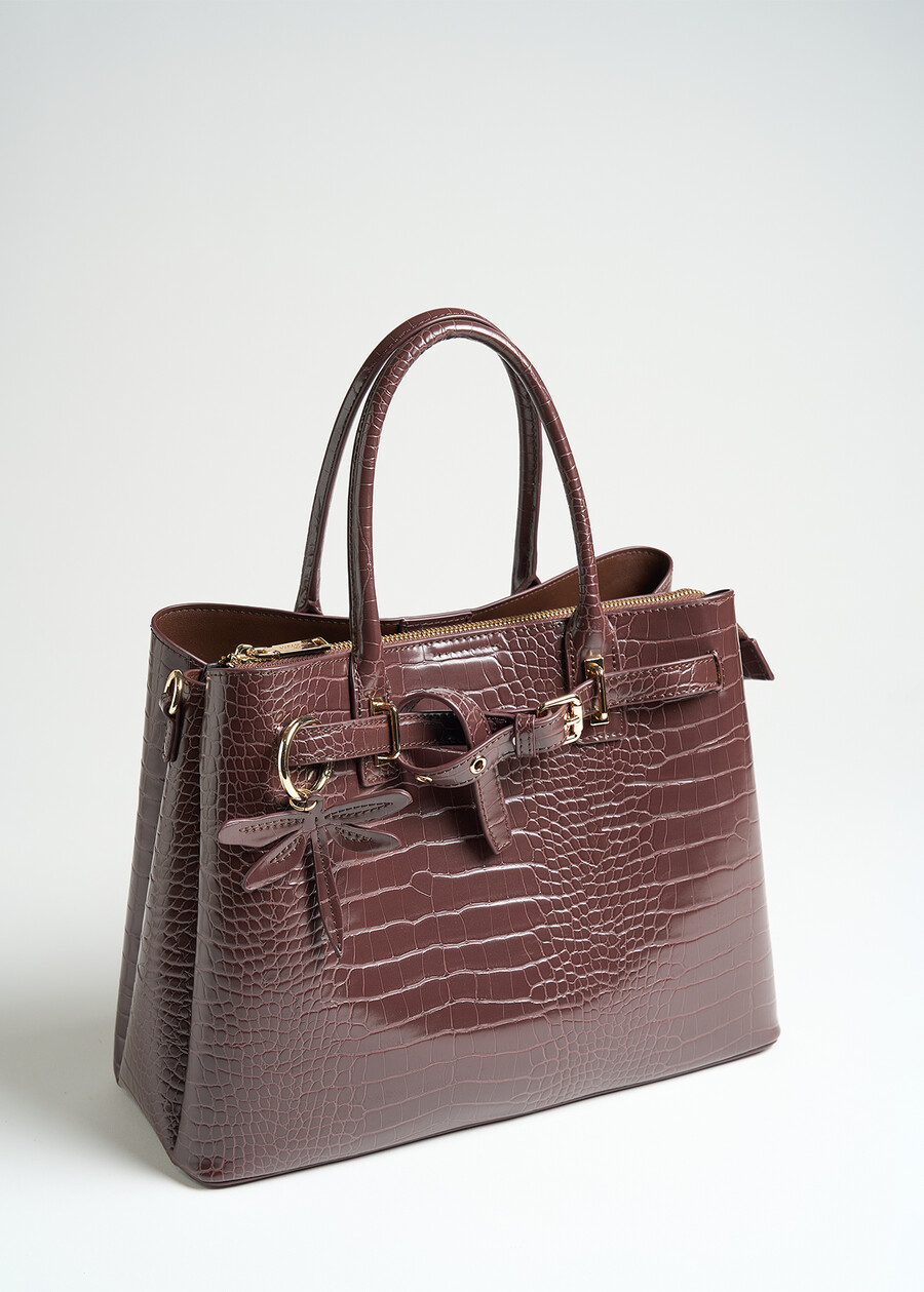 Brest croc-effect shopper bag MARRONENERO Woman , image number 2
