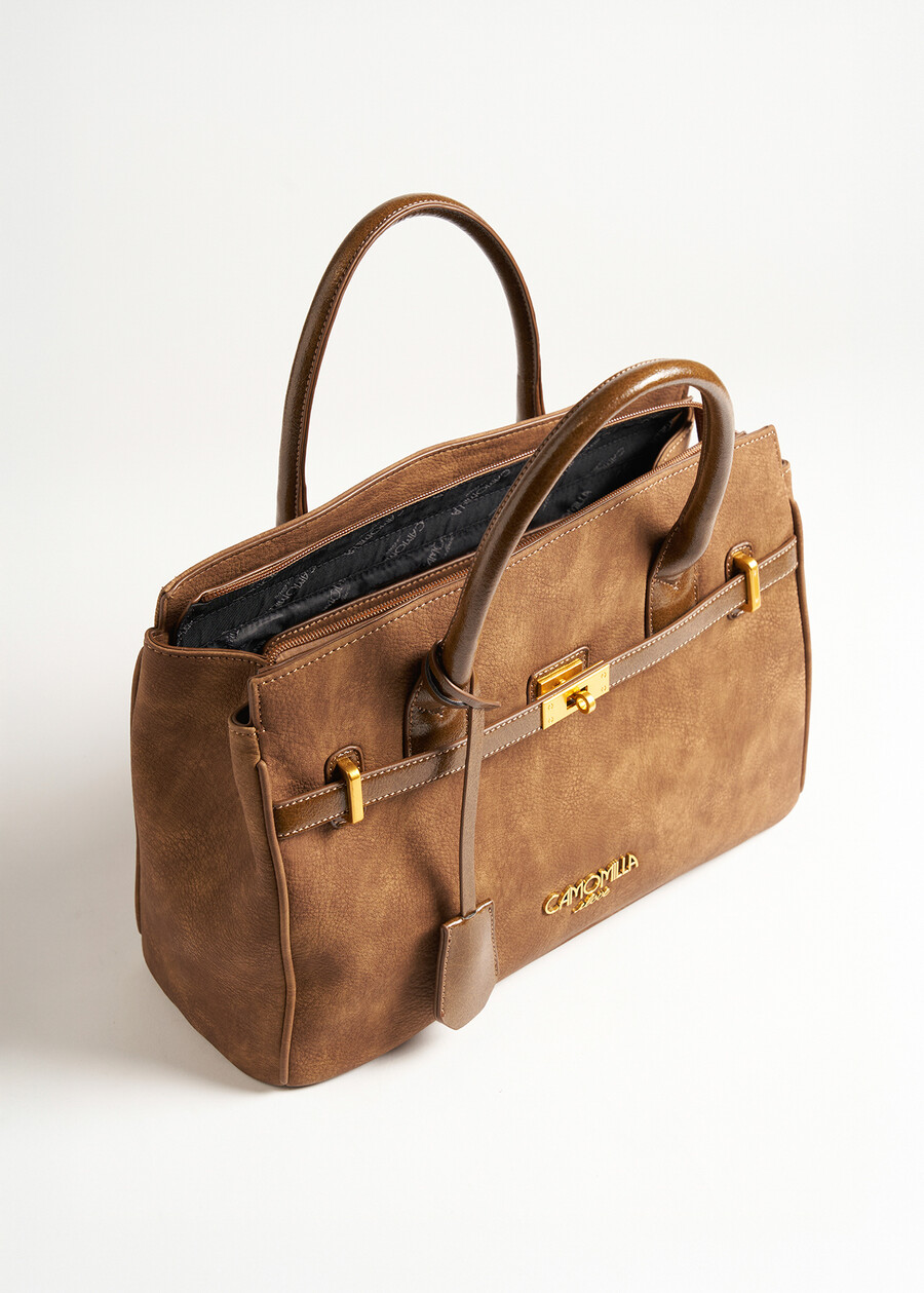 Shopping Belly in ecopelle nabuk MARRONE CARAMELLO Donna , immagine n. 3