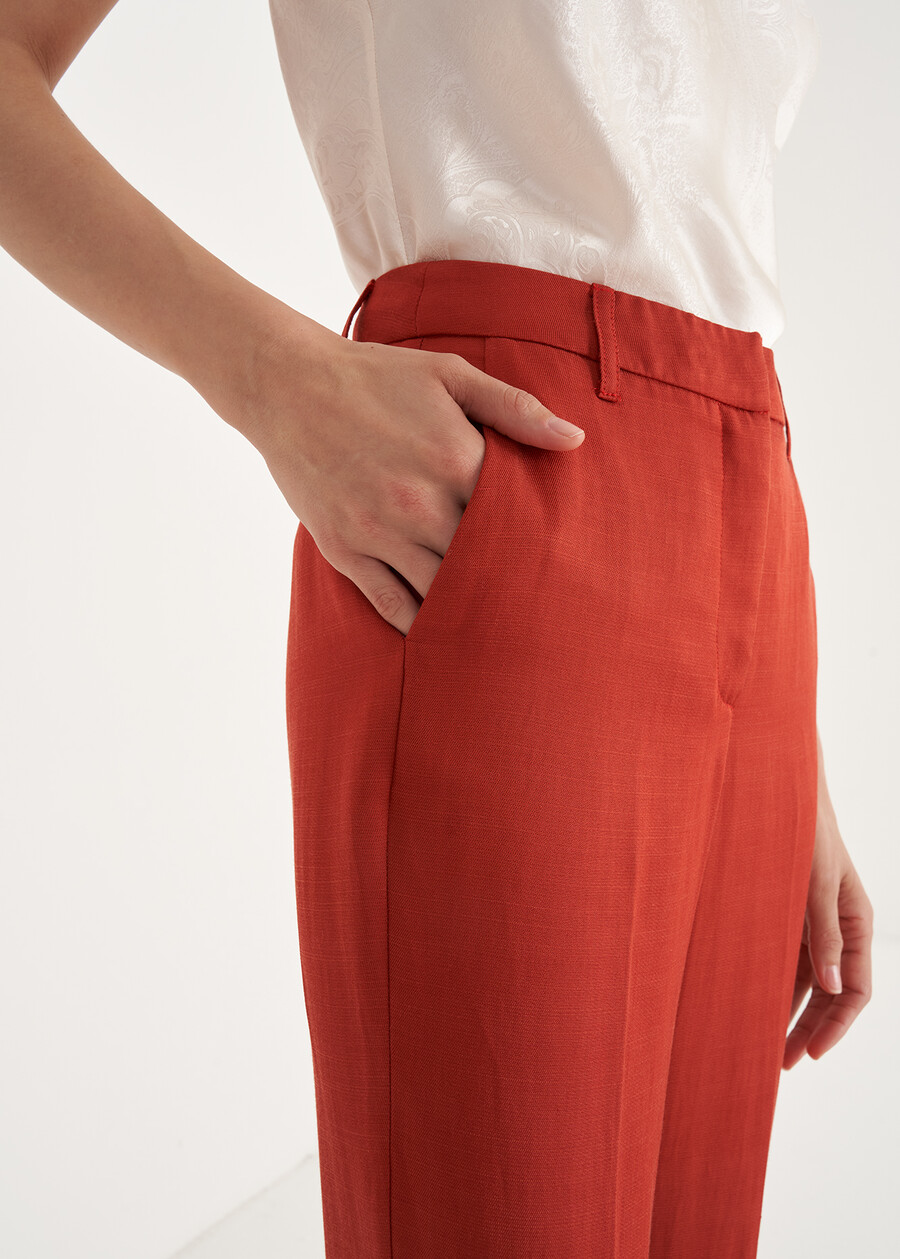 Jacqueline-L Linen e Viscose Trousers MARRONE JAVAARANCIO CAROTENE Woman , image number 4
