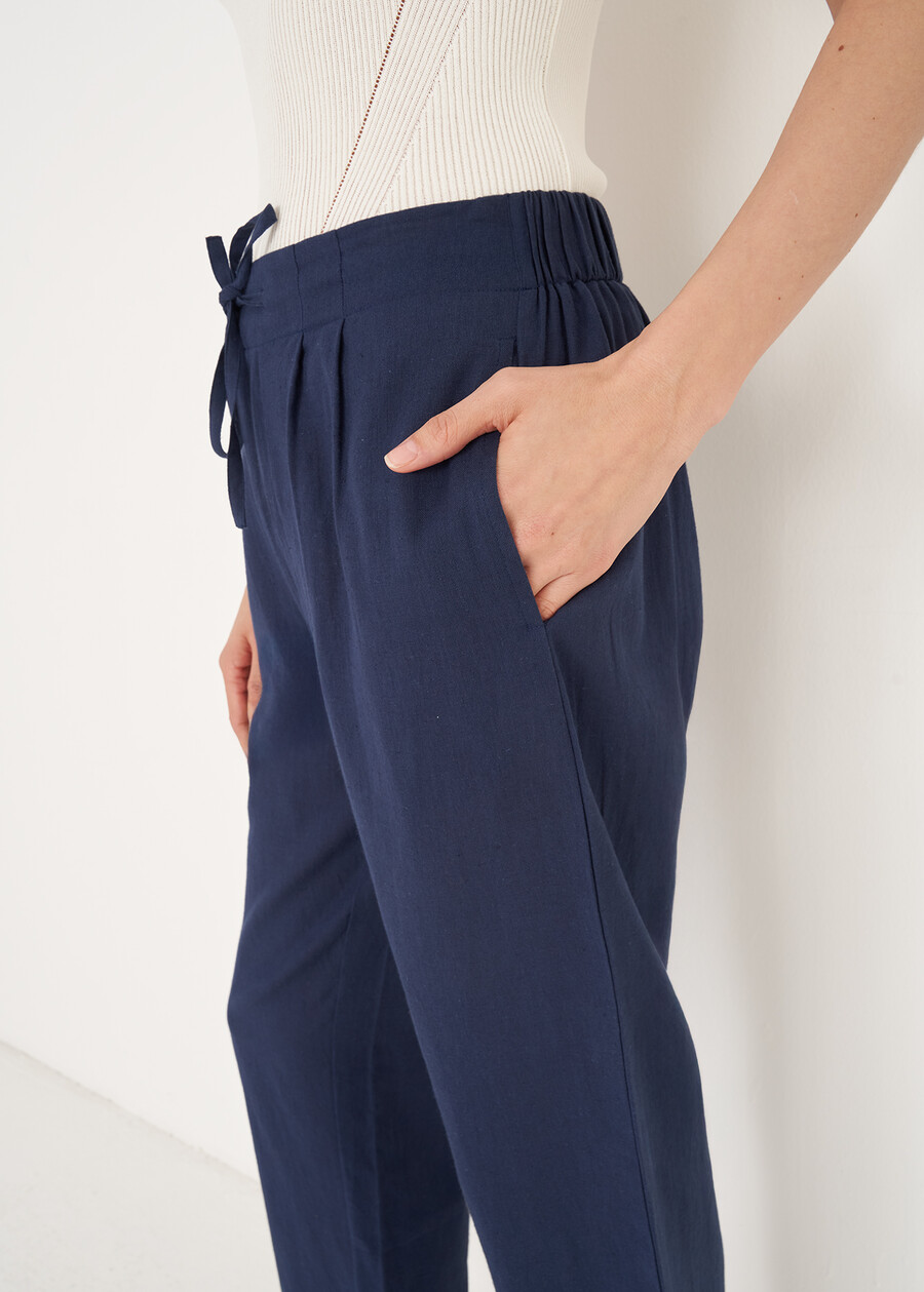 Pantaloni Patrik cotone e lino navy BLU NAVY Donna , immagine n. 4