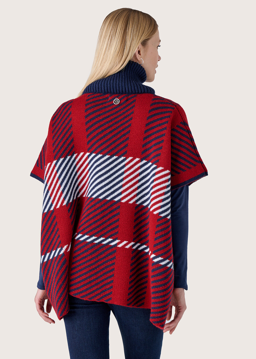 Marcella cape with macro check ROSSO CARPET Woman , image number 3