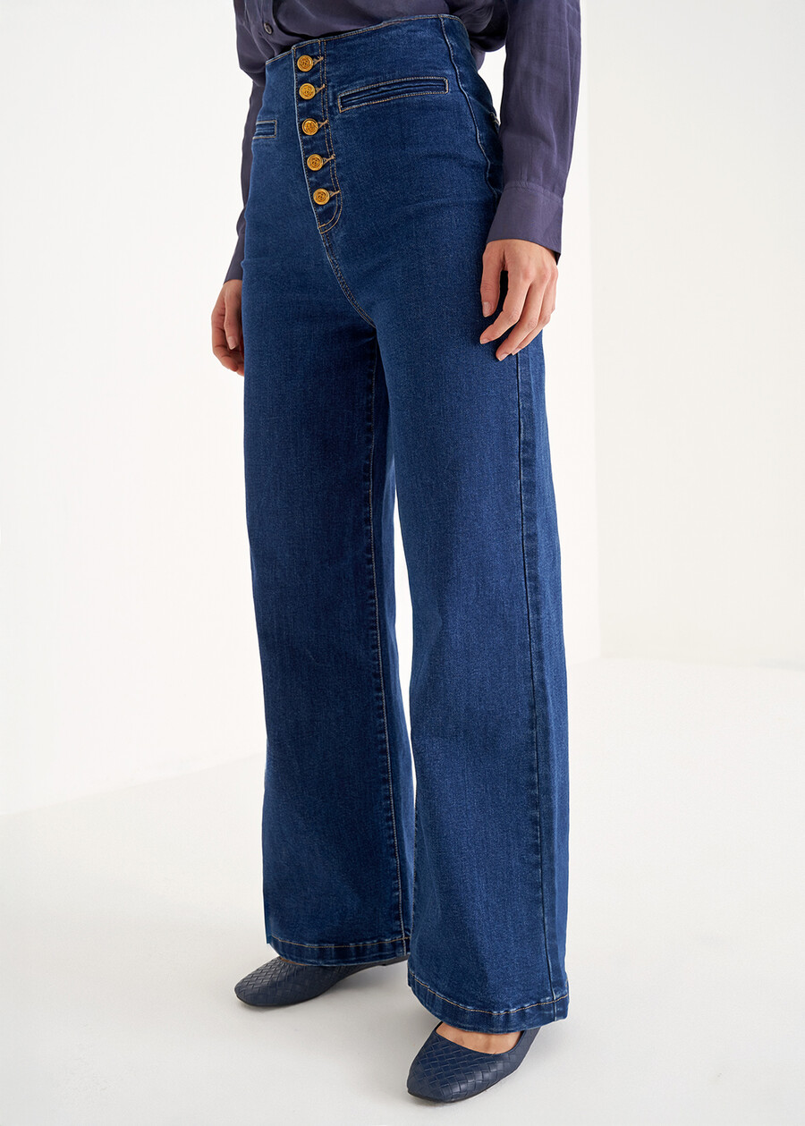 Pantalone Dannie in denim di cotone BIANCO WHITEDENIM DARK DENIM Donna , immagine n. 2