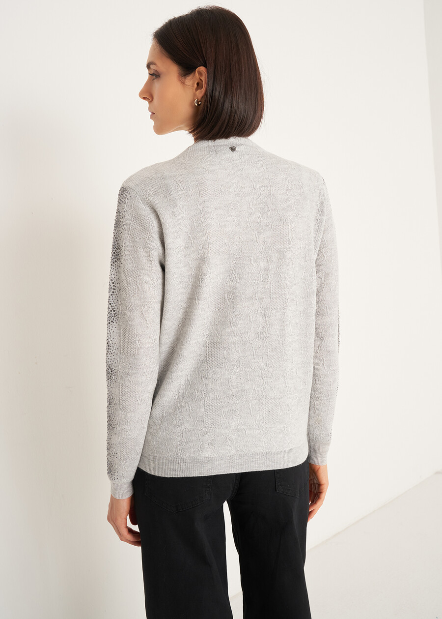 Margot half-neck sweater with rhinestones GRIGIO PERLA Woman , image number 4