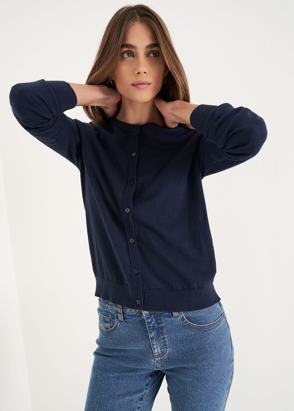 Cardigan Cassel in cotone e seta BLU Donna null