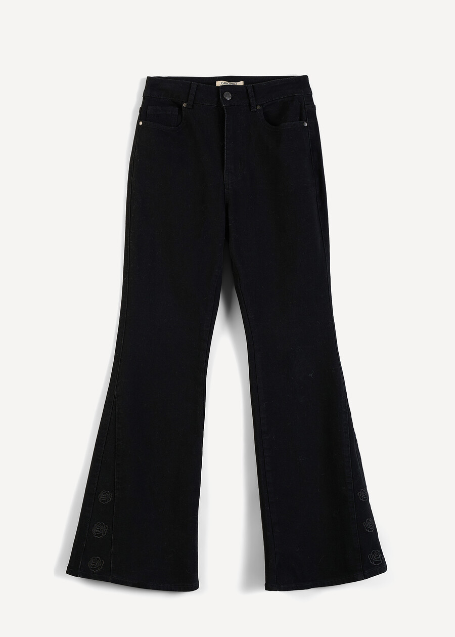 Jeans Cindy flare con ricamo rose NERO Donna , immagine n. 7