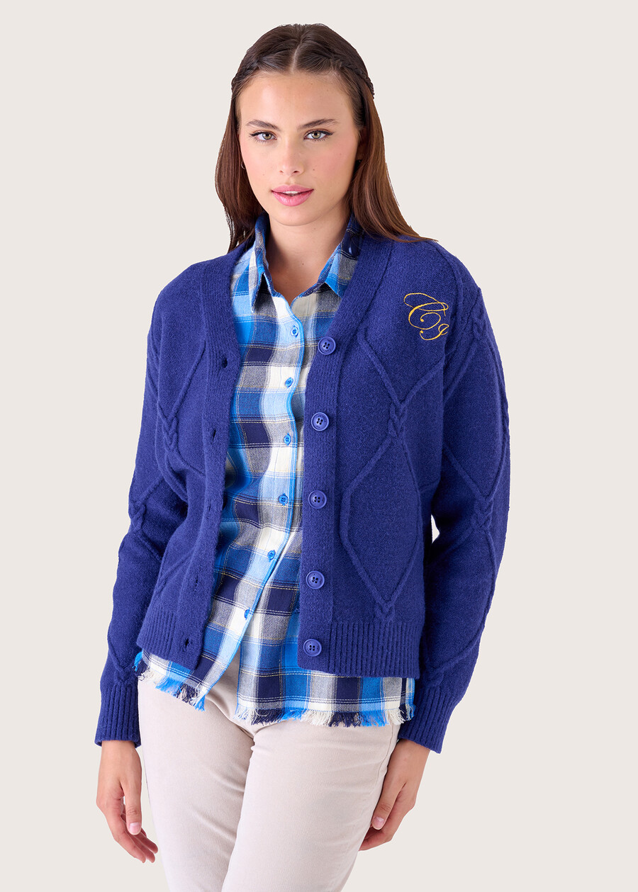 Cardigan Tancredi in misto viscosa BLU MEDIUM BLUE Donna , immagine n. 1