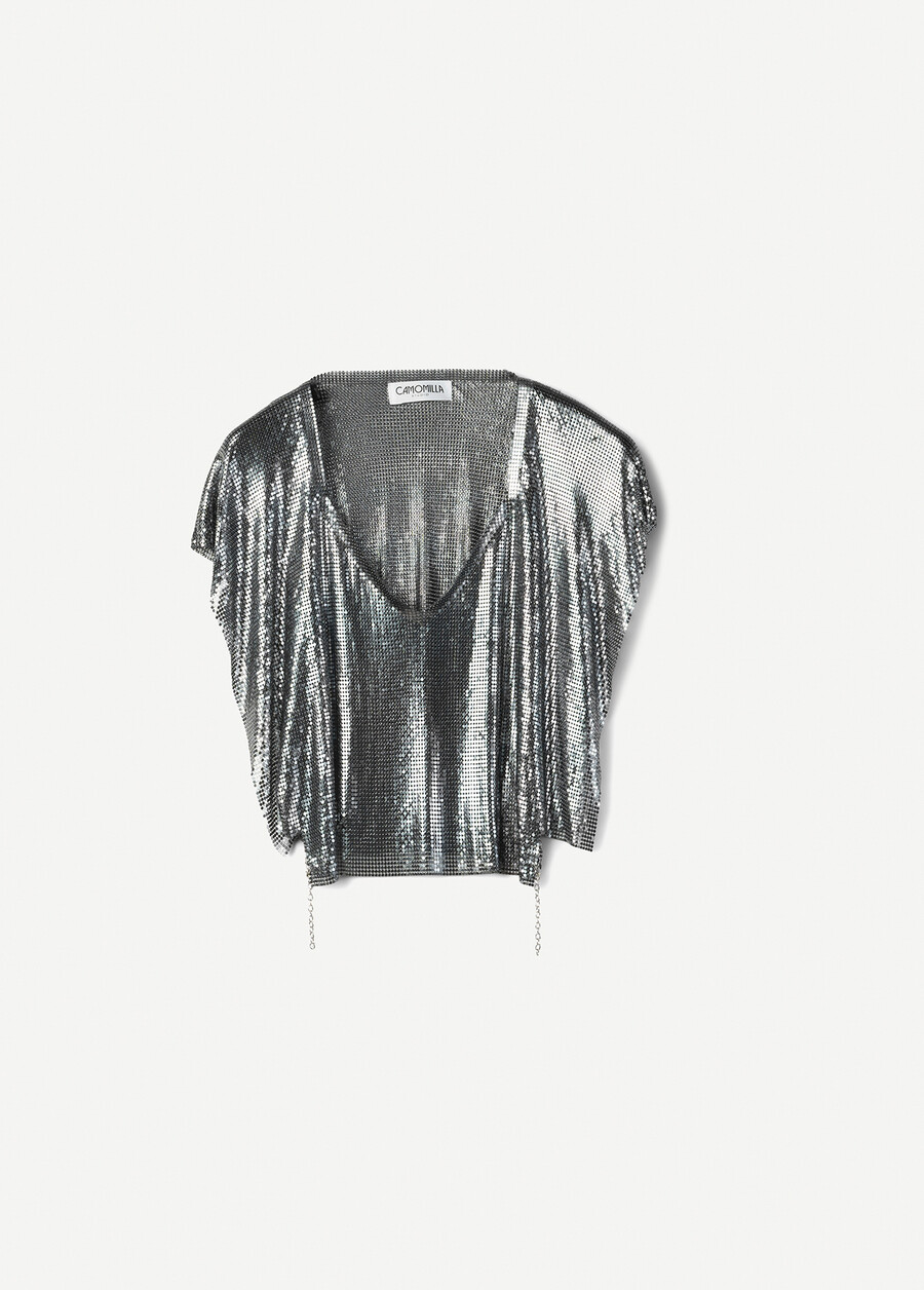 Blusa Syla in metallo GRIGIO GUN METAL Donna , immagine n. 4