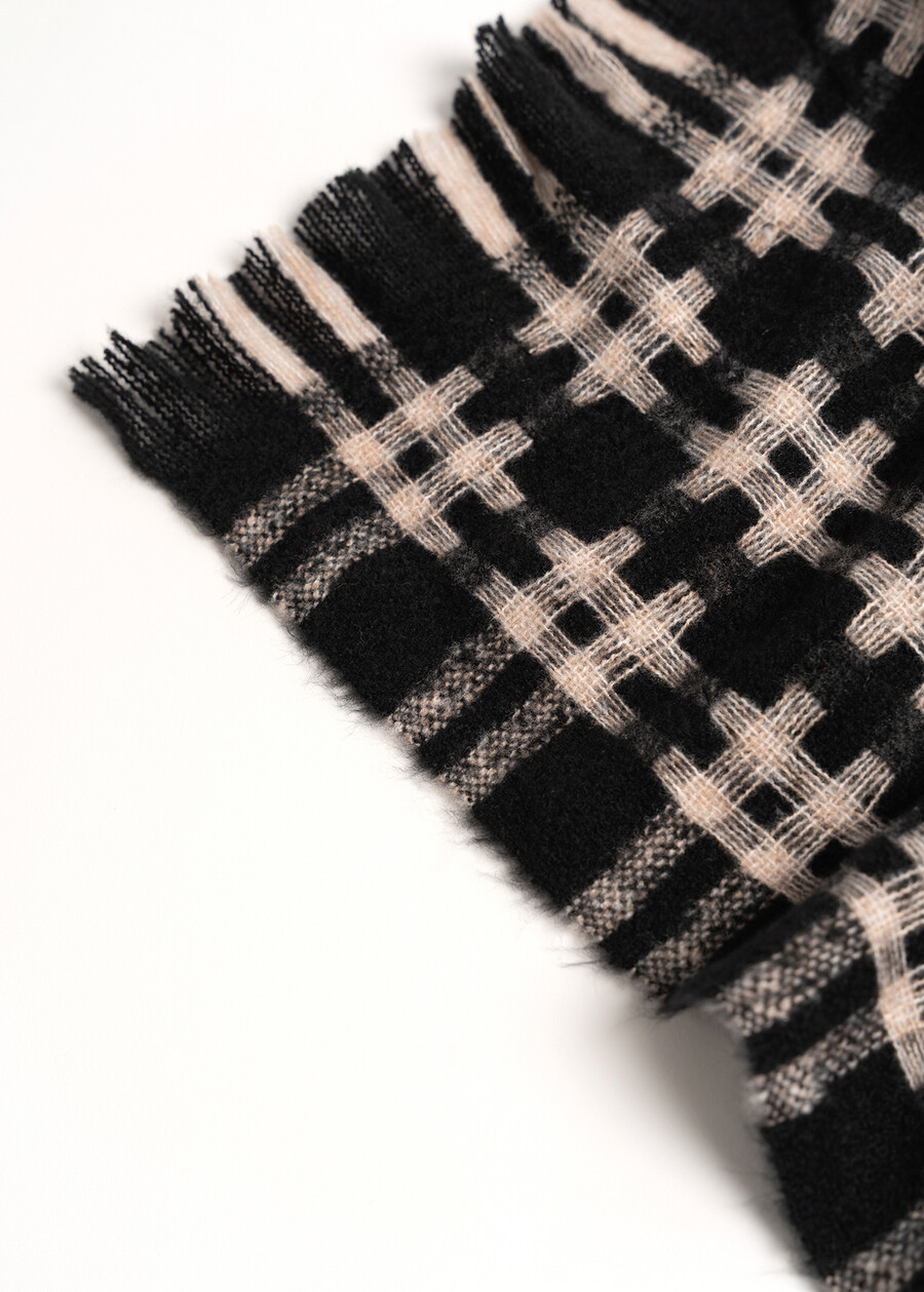 Samy check patterned scarf NERO BLACK Woman , image number 3
