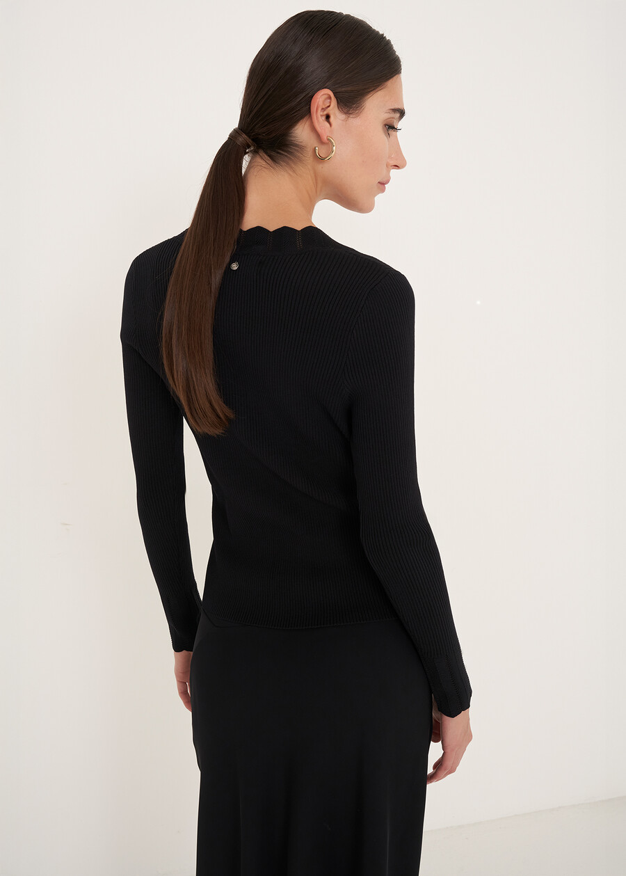Cher cardigan with pearl-effect buttons NERO BLACK Woman , image number 3