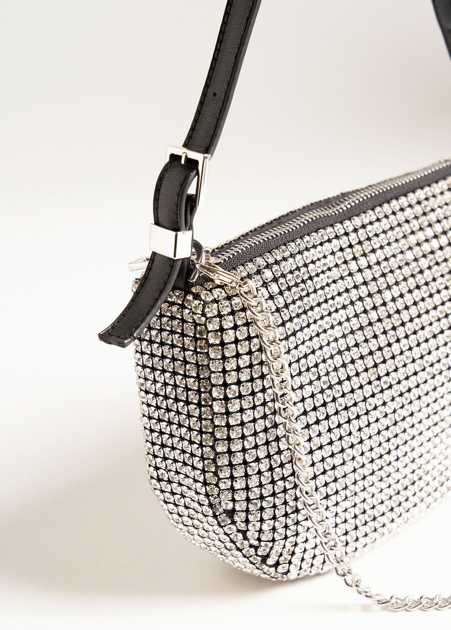 Pochette Barbara con cristalli GOLDGRIGIO SILVER  Donna , immagine n. 3