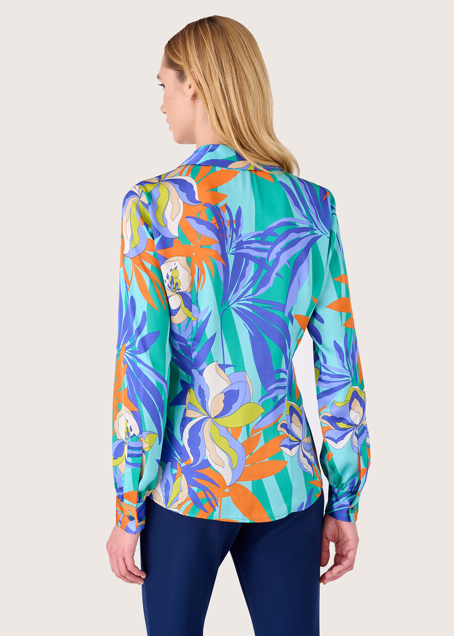 Clizia shirt in patterned satin BLUE PACIFICVERDE GARDEN Woman , image number 3