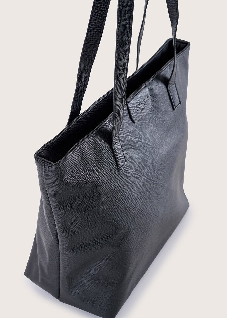 Badia eco-leather shopping bag NERO BLACK Woman , image number 3