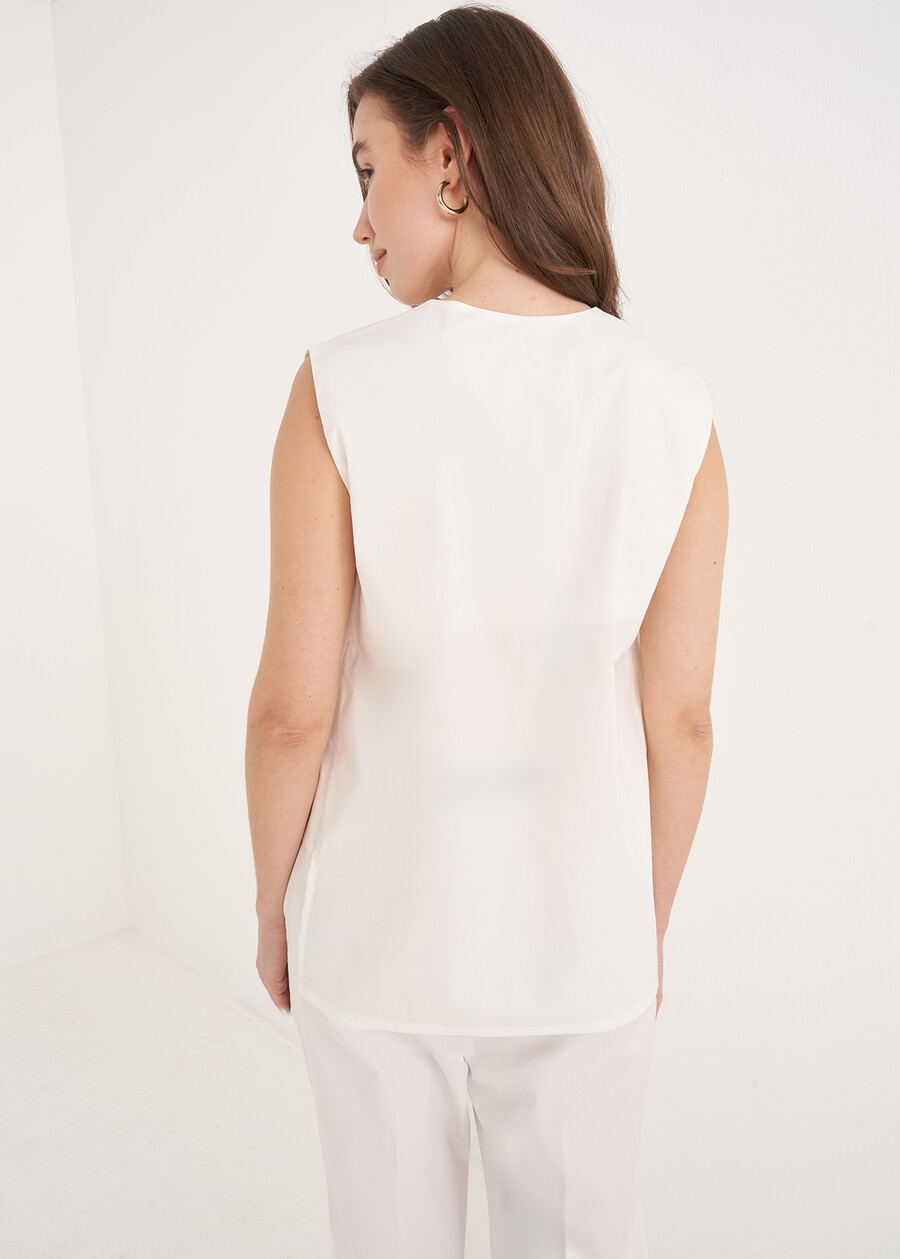 Top Tara In Cotone BIANCO WHITENERO BLACK Donna , immagine n. 3