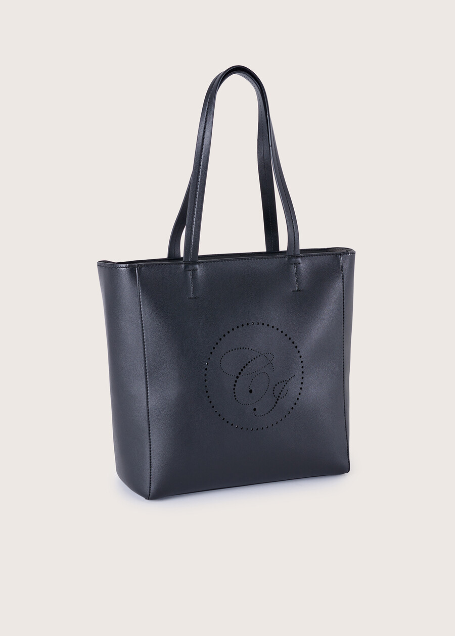 Bitta eco-leather shopping bag NERO BLACKBLU LAGUNABEIGE CREAMROSSO SYRAH Woman , image number 2