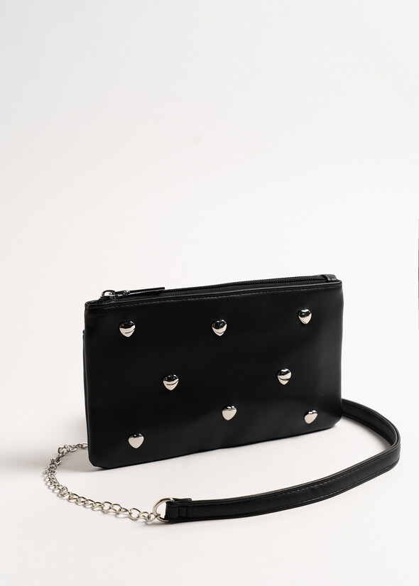 Tracolla Tonga Hearts con borchie NERO BLACK Donna null