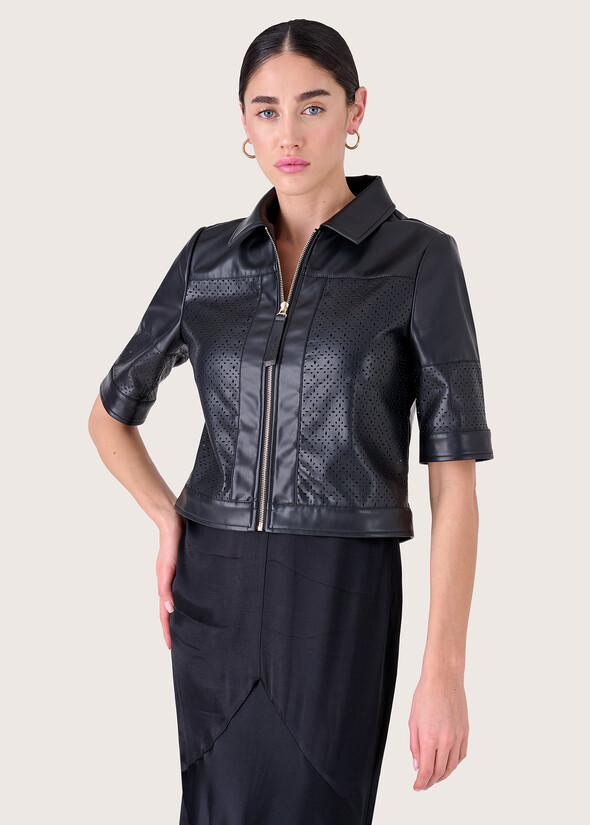 Giubbino corto Griffin in ecopelle NERO Donna null