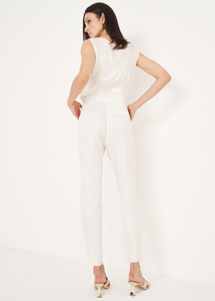 Alice-E linen e viscose trousers BLUMARRONE JAVABIANCO WHITEBLUE TURCHESE Woman , image number 7