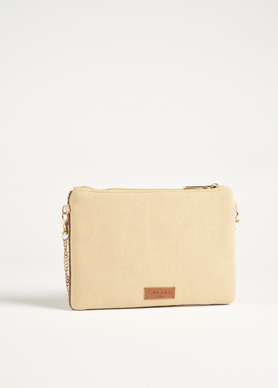 Paras eco-leather and straw wallet BEIGE Woman , image number 2