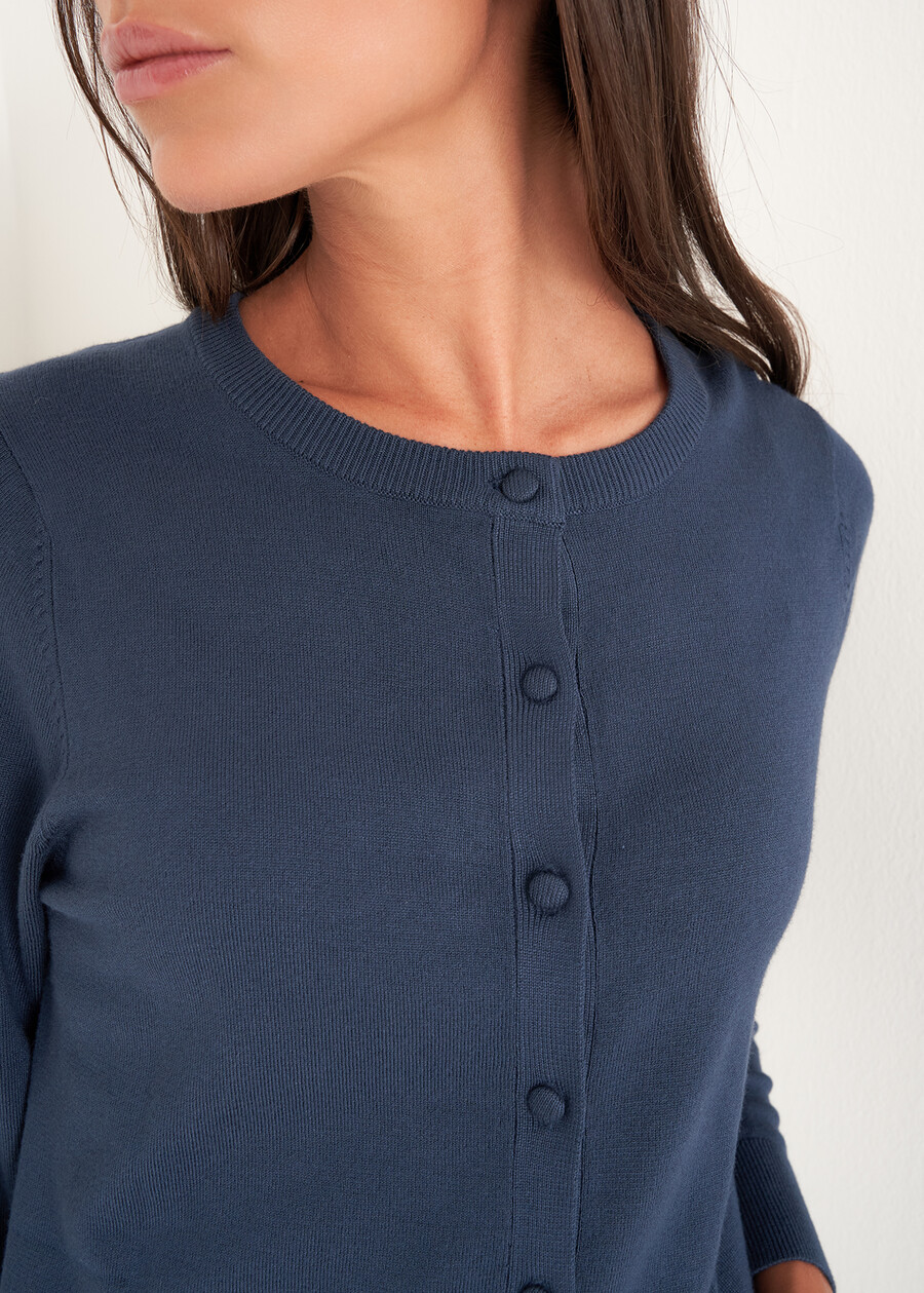 Cardigan Cristal girocollo BLU MIDNIGHTGRIGIO DARK GREY Donna , immagine n. 2