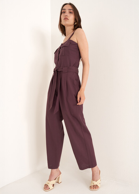 Pantaloni Penty in misto lino VIOLA MELANZANA Donna null