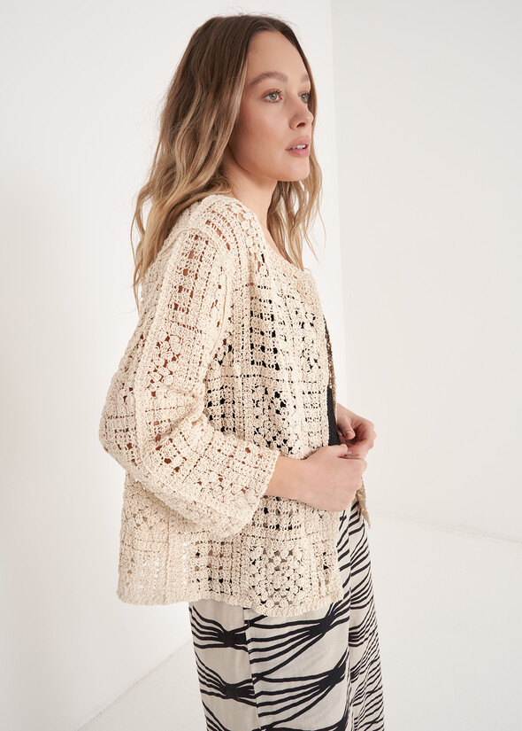 Cardigan Chandra crochet con maniche 3/4
 BEIGE Donna null