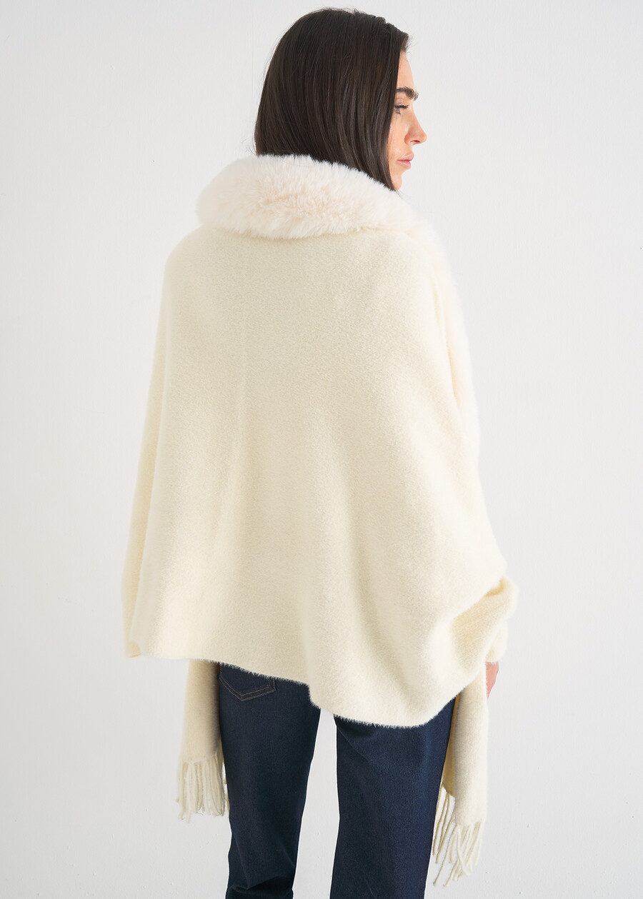 Mantella Manuela con collo in ecopelliccia BEIGE LATTE Donna , immagine n. 3