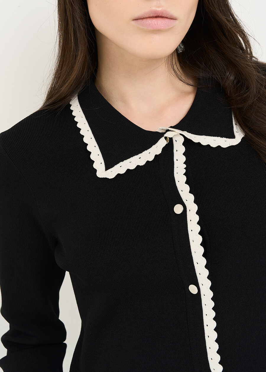 Cardigan Cody con scollo polo NERO BLACK Donna , immagine n. 2