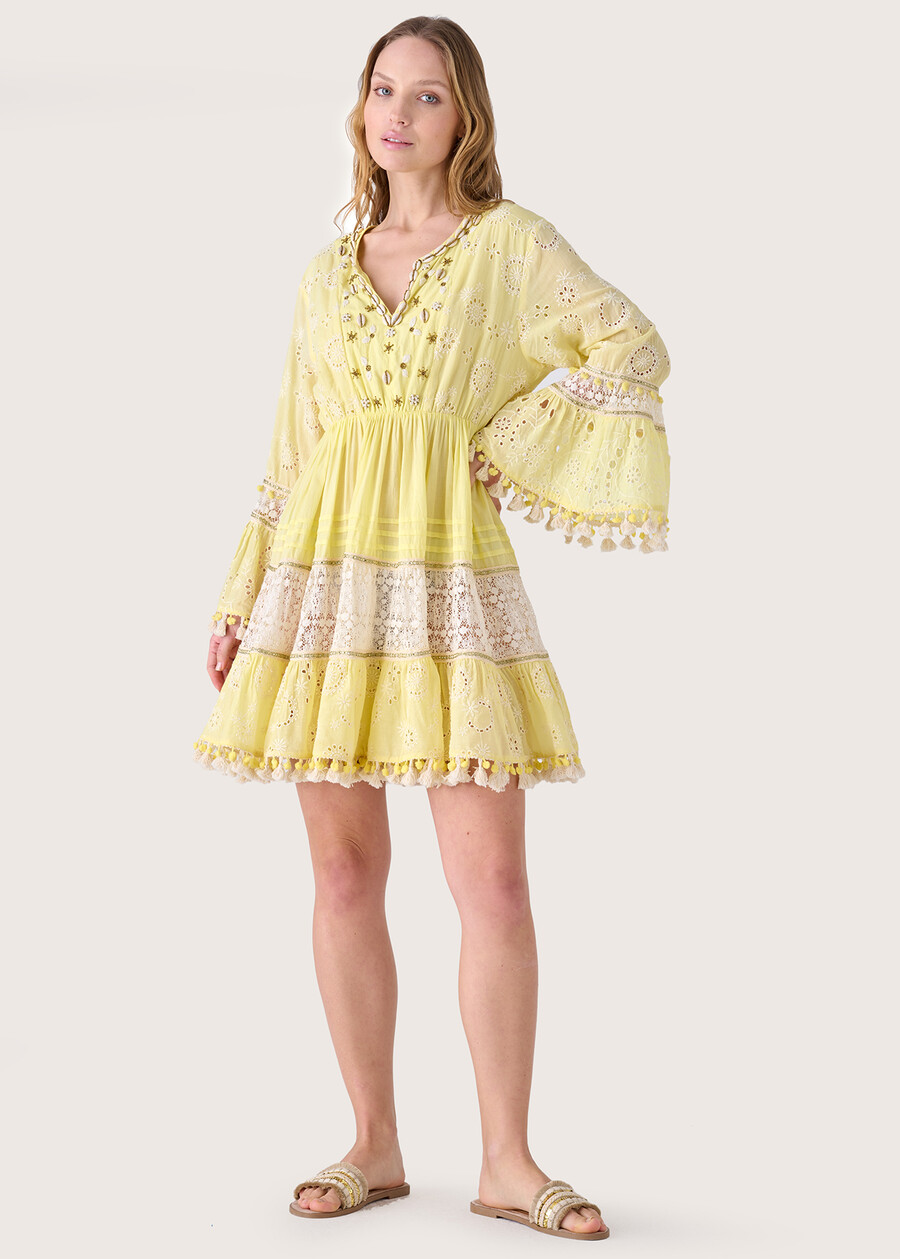 100% cotton short dress GIALLO BANANA Woman , image number 1