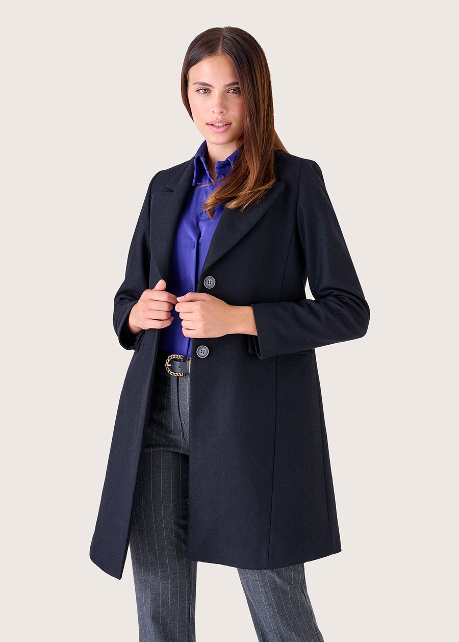 Cappotto Clotilde in panno NERO BLACKGRIGIO MEDIUM GREY Donna , immagine n. 2